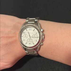 Michael Kors Silver Watch with Crystal Accents